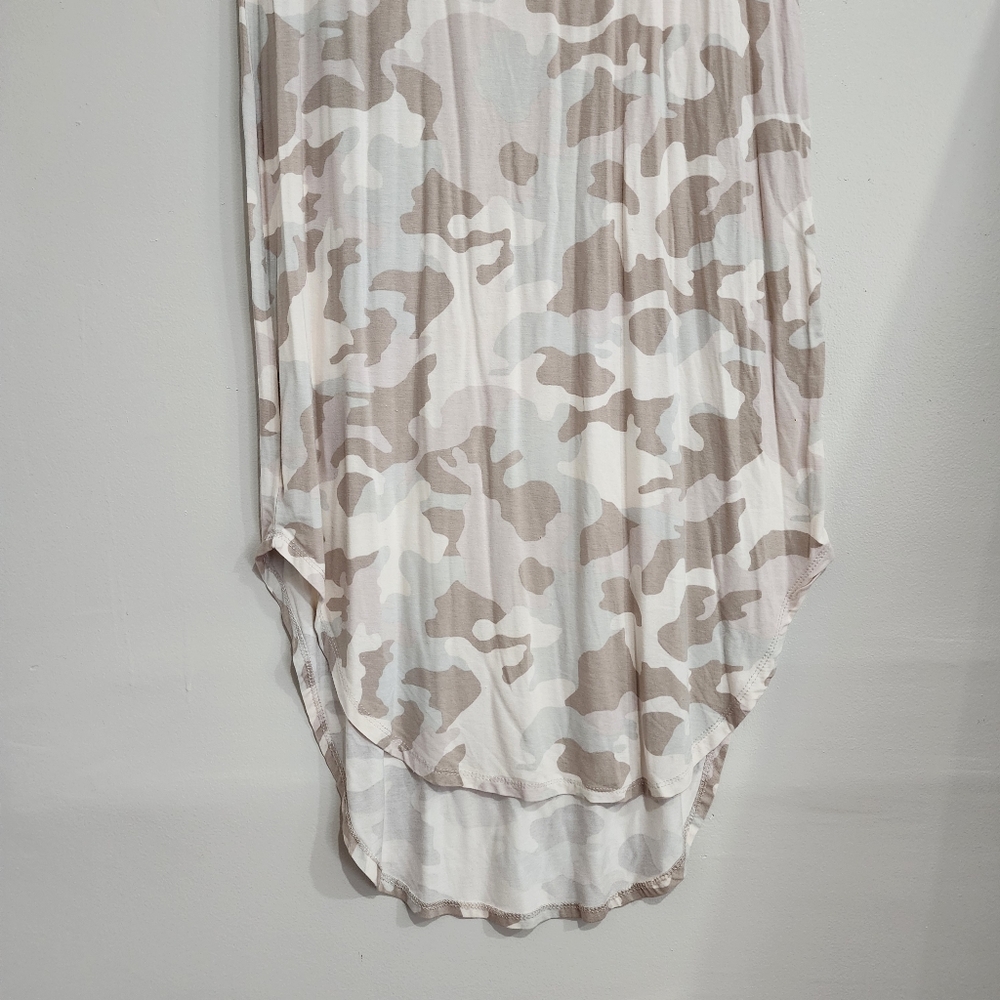 Olive & Oak Camo Knit Dress Sleeveless High Low Hem Tank V Neck Pastels Earth - Picture 2 of 11
